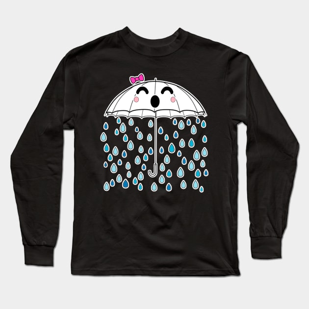 Kawaii Rainy Umbrella Long Sleeve T-Shirt by aaallsmiles